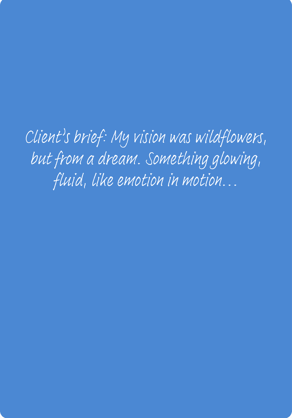 custom art brief, AI generated concept, personalized artwork Client brief about wildflowers and dreamy sunset vision